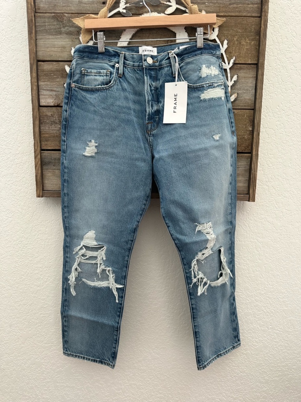 Frame Denim Le original Women’s Distressed Light Blue High-Rise‎ Jeans 31 NWT